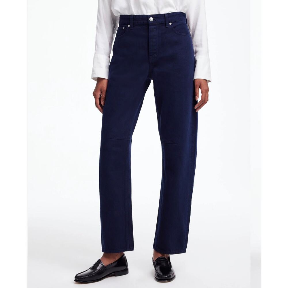 NEW Madewell The Darted Barrel Leg Jean Navy Blue Dyed Denim 25